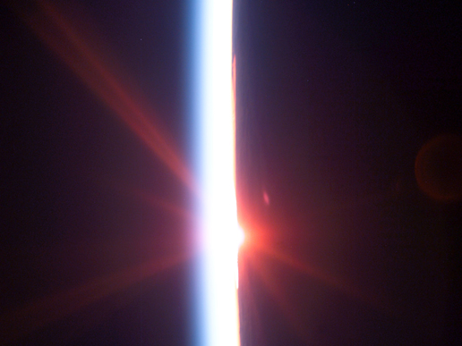 Sunrise, as seen from Space Shuttle Discovery