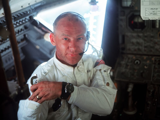 Astronaut Buzz Aldrin, Jr. aboard the Apollo 11 Lunar Module 