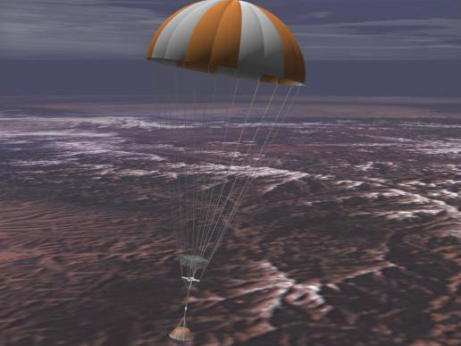 Artist's rendering of the Stardust capsule returning to Earth.