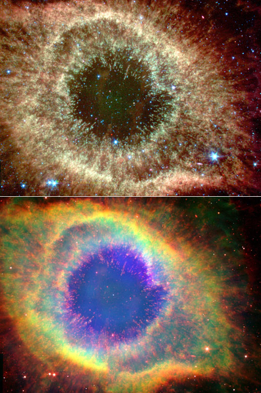 Two views of the Helix Nebula