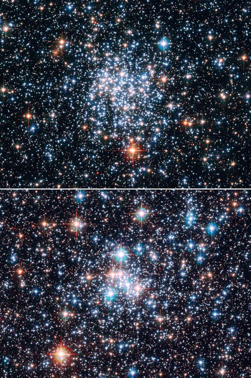 Open star clusters NGC 265 (top) and NGC 290 (bottom) in the Small Magellanic Cloud
